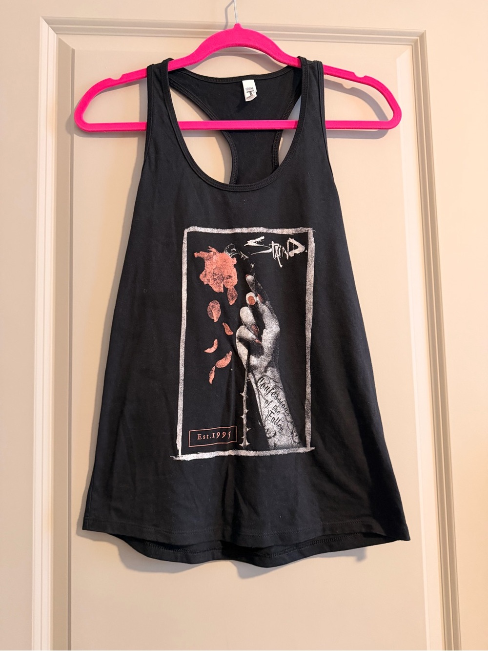 Black Graphic Racerback Tank Top band staind